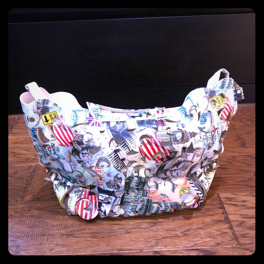 Stylish printed leather handbag